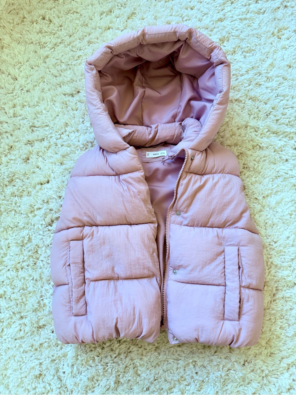 Mango Pink Hooded Puffer Vest 9-10